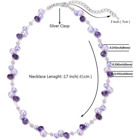 Short Beaded Turquoise Necklace For Women - Fashion Jewelry with Pearl - Picture 5 of 7